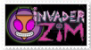 A stamp that has the logo for the Irken empire on the left and the text invader zim on the right in all caps.